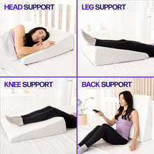 Load image into Gallery viewer, 7.5" Wedge Pillow For Acid Reflux - Dr. Recommended Height, Luxurious 2" Memory Foam Pillow Wedge For Sleeping, GERD, Post Surgery, Heartburn, and Snoring - Washable Bamboo Cover (25"W x 26"L x 7.5"H)